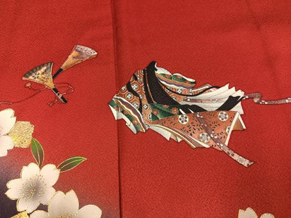 平和屋着物●豪華振袖　女人檜扇花楽器文　暈し染め　金彩　正絹　逸品　AABM3329ph