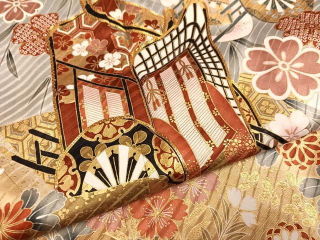 平和屋着物●豪華振袖　駒刺繍　御所車花文　暈し染め　金彩　正絹　逸品　AABM3331ph