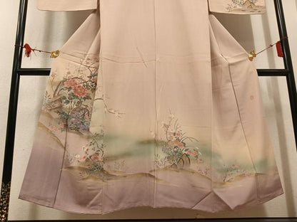 平和屋着物●訪問着　作家物　松葉　花鳥文　暈し染め　金彩　正絹　逸品　AABM3337ph