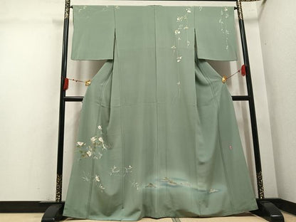 平和屋着物●十日町友禅作家　岡村蒼風　訪問着　枝花文　暈し染め　正絹　逸品　AABM3339ph