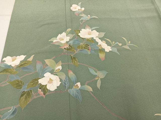 平和屋着物●十日町友禅作家　岡村蒼風　訪問着　枝花文　暈し染め　正絹　逸品　AABM3339ph