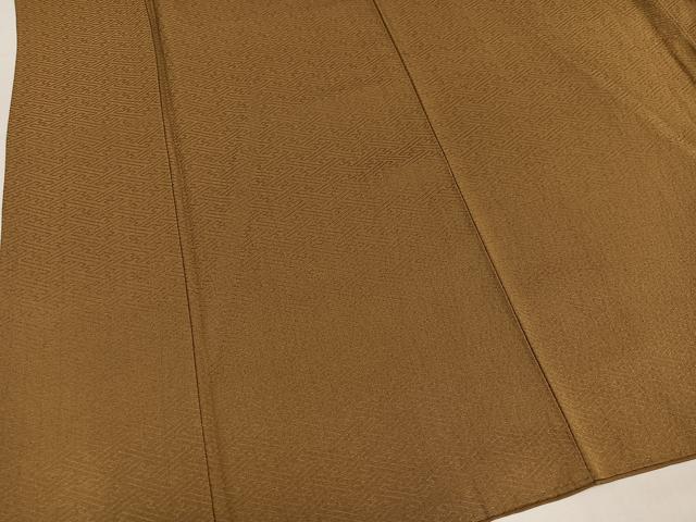 平和屋着物●上質な色無地　紗綾形地紋　黄橡色　正絹　逸品　AABM3344ph