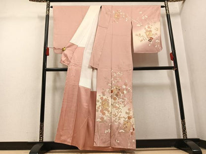 平和屋着物●訪問着　色紙枝花文　暈し染め　金彩　正絹　逸品　未使用　AABM3345ph