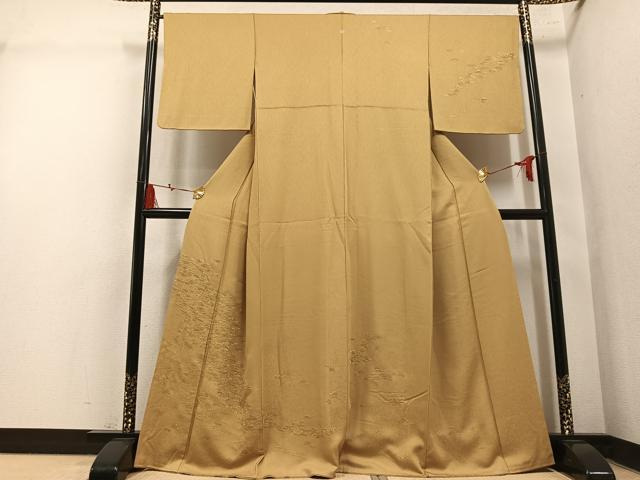 平和屋着物●中国三大刺繍　スワトウ刺繍　汕頭刺繍　総刺繍　訪問着　笠松文　銀糸　正絹　逸品　AABM3348ph