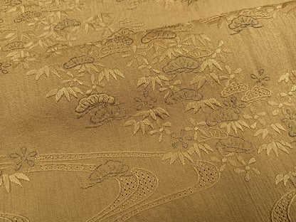 平和屋着物●中国三大刺繍　スワトウ刺繍　汕頭刺繍　総刺繍　訪問着　笠松文　銀糸　正絹　逸品　AABM3348ph