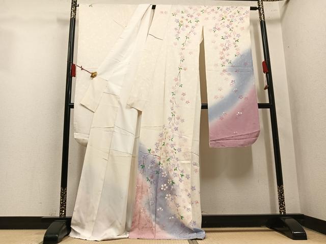 平和屋着物●豪華振袖　桜　暈し染め　正絹　逸品　AABM3349ph