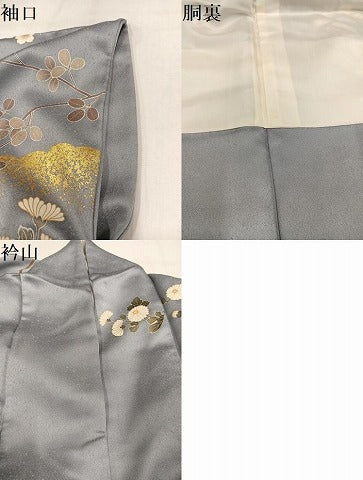 平和屋着物●訪問着　駒刺繍　枝花文　金彩　正絹　逸品　AABM3350ph
