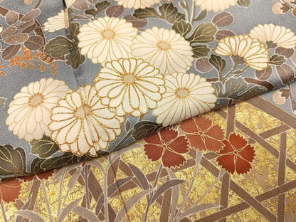平和屋着物●訪問着　駒刺繍　枝花文　金彩　正絹　逸品　AABM3350ph