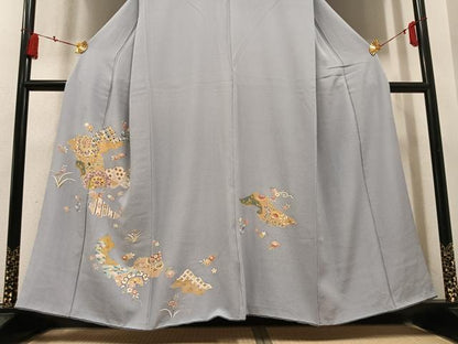 平和屋着物●訪問着　駒刺繍　吉祥花文　金彩　正絹　逸品　AABM3351ph