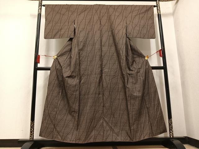 平和屋着物●本場大島紬　9マルキ　流水文　正絹　逸品　AABM3357ph