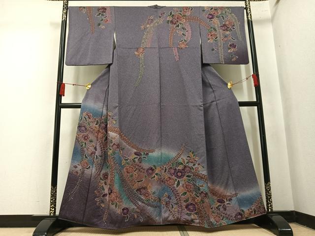 平和屋着物●訪問着　辻が花　絞り　暈し染め　正絹　逸品　AABM3359ph