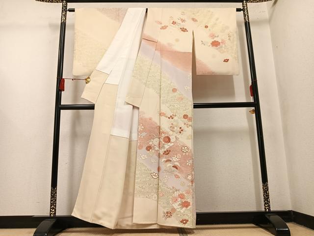 平和屋着物●訪問着　花筏文　暈し染め　金彩　正絹　逸品　AABM3360ph