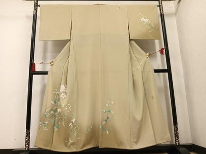 平和屋着物●訪問着　友禅　作家物　枝花文　暈し染め　正絹　逸品　AABM3363ph