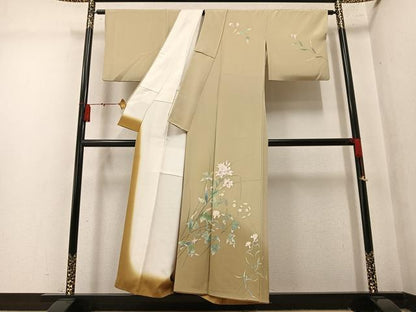 平和屋着物●訪問着　友禅　作家物　枝花文　暈し染め　正絹　逸品　AABM3363ph