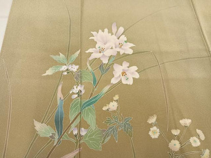 平和屋着物●訪問着　友禅　作家物　枝花文　暈し染め　正絹　逸品　AABM3363ph