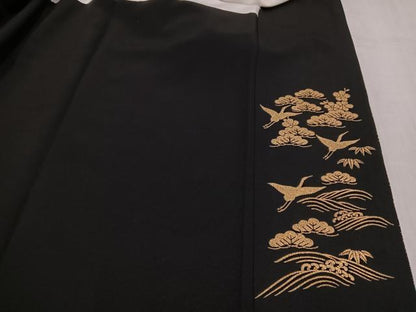 平和屋着物●金彩友禅　卓越技能者・名工・和田光正　黒留袖　松竹梅渡り橋文　金銀彩　正絹　逸品　AABM3364ph