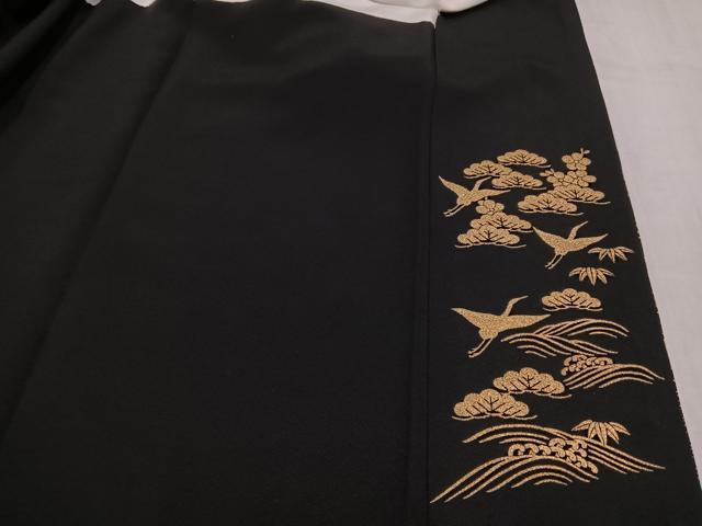 平和屋着物●金彩友禅　卓越技能者・名工・和田光正　黒留袖　松竹梅渡り橋文　金銀彩　正絹　逸品　AABM3364ph