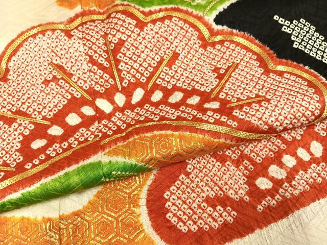 平和屋着物●豪華振袖　絞り　駒刺繍　亀甲松文　金彩　正絹　逸品　AABM3375ph