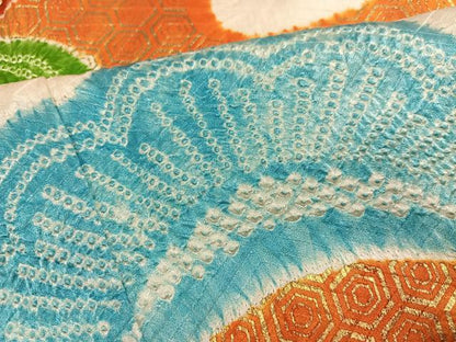 平和屋着物●豪華振袖　絞り　駒刺繍　亀甲松文　金彩　正絹　逸品　AABM3375ph