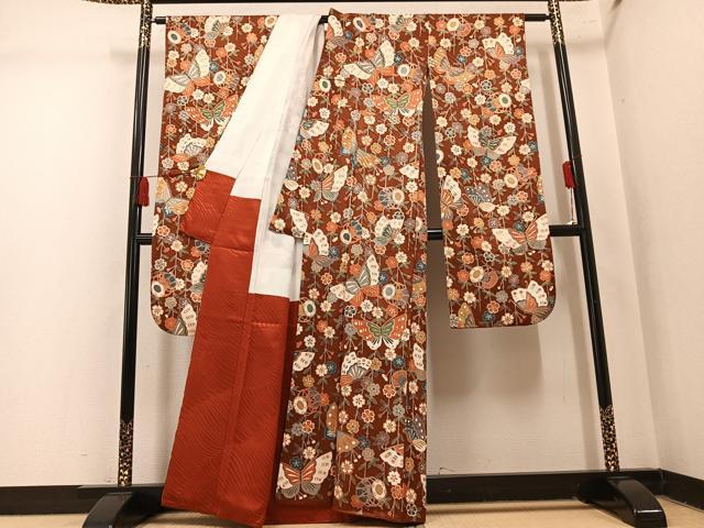 平和屋着物●豪華振袖　花蝶文　金彩　正絹　逸品　AABM3378ph