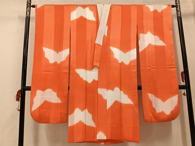 平和屋着物●振袖用長襦袢　袷　舞蝶文　半衿刺繍　正絹　逸品　AABM3380ph