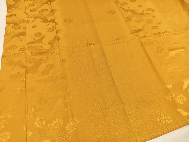 平和屋着物●長襦袢　無双仕立て　群れ鶴花地紋　黄朽葉色　やまと誂製　正絹　逸品　AABM3381ph