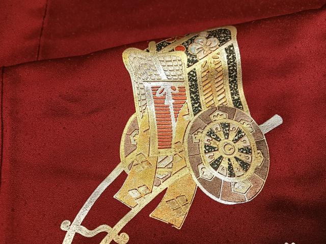 平和屋着物●豪華振袖　御所車花文　暈し染め　金銀彩　正絹　逸品　AABM3384ph