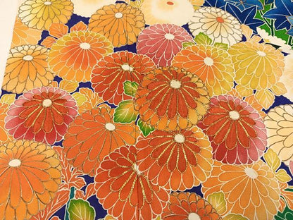 平和屋着物●豪華振袖　駒刺繍　草花宝尽くし　暈し染め　金彩　正絹　逸品　AABM3385ph