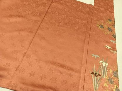 平和屋着物●訪問着　駒刺繍　草花文　金彩　正絹　逸品　AABM3389ph