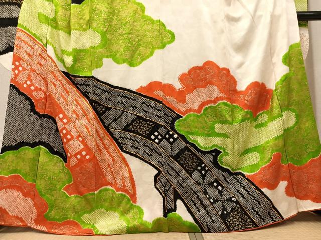 平和屋着物●豪華振袖　絞り　駒刺繍　草花文　金彩　正絹　逸品　AABM3390ph