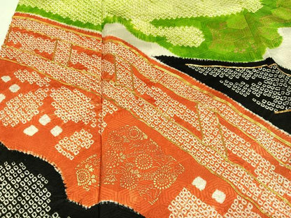 平和屋着物●豪華振袖　絞り　駒刺繍　草花文　金彩　正絹　逸品　AABM3390ph