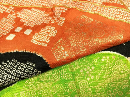 平和屋着物●豪華振袖　絞り　駒刺繍　草花文　金彩　正絹　逸品　AABM3390ph
