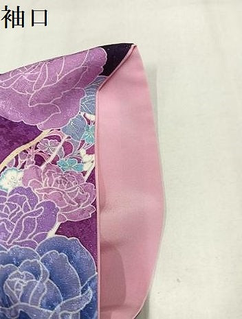 平和屋着物●豪華振袖　刺繍　舞花文　暈し染め　銀彩　銀通し地　ロング丈　正絹　逸品　AABM3393ph