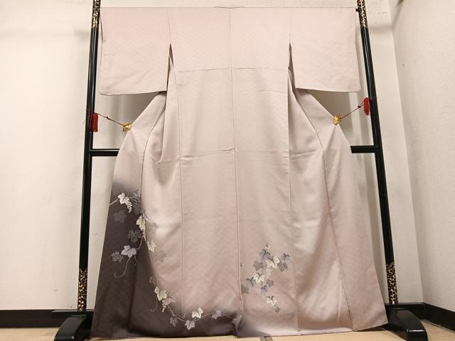 平和屋着物●訪問着　葡萄蔦の葉文　暈し染め　金彩　鈴乃屋扱い　正絹　逸品　AABM3398ph