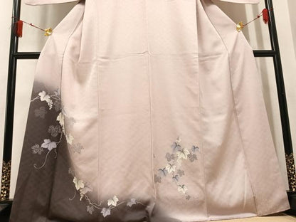 平和屋着物●訪問着　葡萄蔦の葉文　暈し染め　金彩　鈴乃屋扱い　正絹　逸品　AABM3398ph