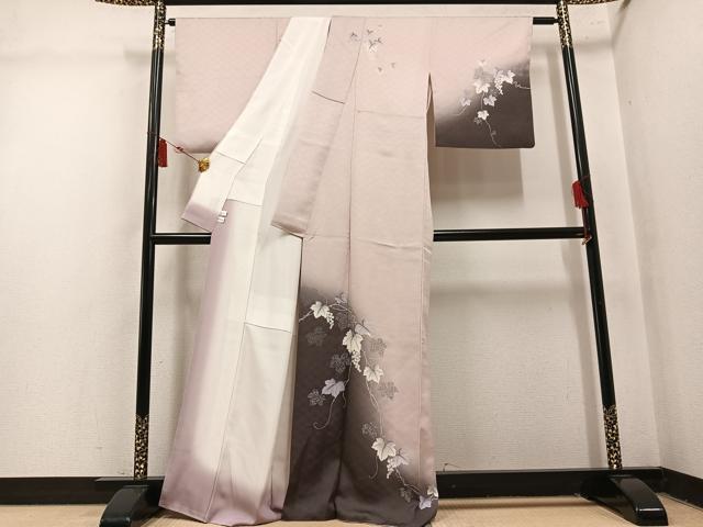 平和屋着物●訪問着　葡萄蔦の葉文　暈し染め　金彩　鈴乃屋扱い　正絹　逸品　AABM3398ph