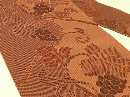 平和屋着物◎本場筑前博多織　八寸名古屋帯　葡萄唐草文　正絹　逸品　AABM3401dk