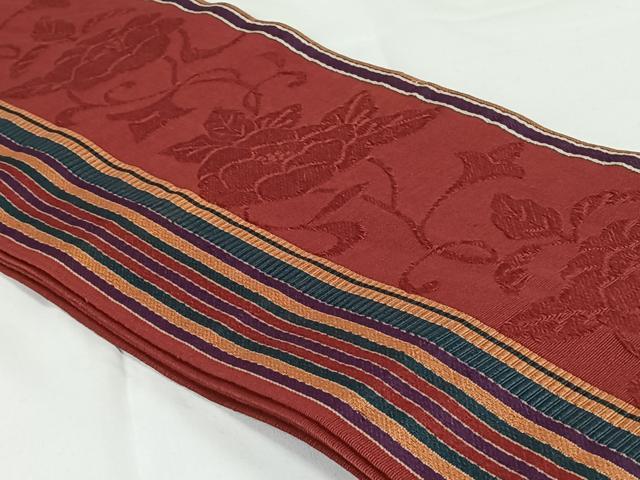 平和屋着物◎本場筑前博多織　半幅帯　花間道　正絹　逸品　AABM3404dk