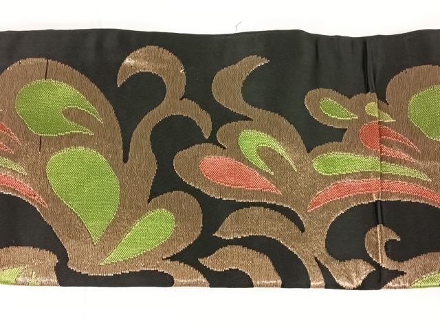 平和屋着物◎つけ帯　唐草文　黒地　金糸　正絹　逸品　AABM3406dk