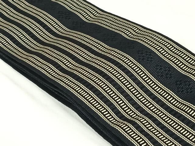 平和屋着物◎男性　本場筑前博多織　角帯　間道　正絹　逸品　AABM3408dk