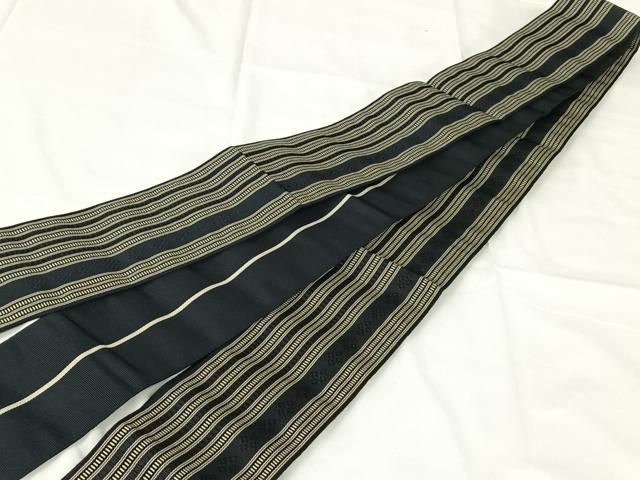 平和屋着物◎男性　本場筑前博多織　角帯　間道　正絹　逸品　AABM3408dk
