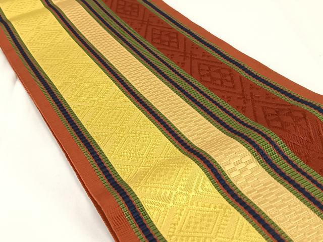 平和屋着物◎本場筑前博多織　半幅帯　間道　正絹　逸品　AABM3412dk