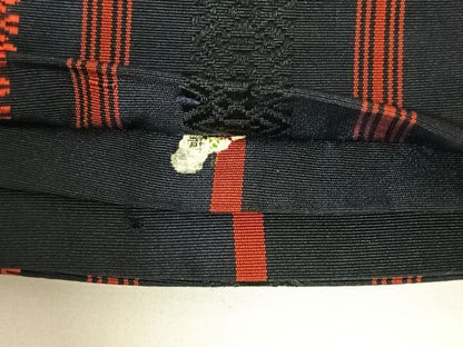 平和屋着物◎本場筑前博多織　半幅帯　献上　濃紺地　正絹　逸品　AABM3414dk
