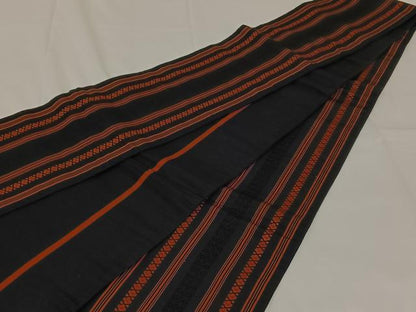 平和屋着物◎本場筑前博多織　半幅帯　献上　黒地　正絹　逸品　AABM3415dk