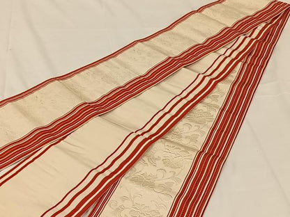 平和屋着物◎本場筑前博多織　半幅帯　花間道　正絹　逸品　AABM3417dk