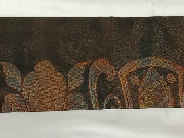 平和屋着物◎九寸名古屋帯　更紗花文　金糸　引箔　正絹　逸品　AABM3421dk