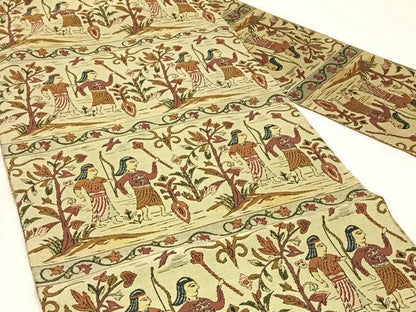 平和屋着物◎八寸名古屋帯　狩猟文　正絹　逸品　AABM3425dk