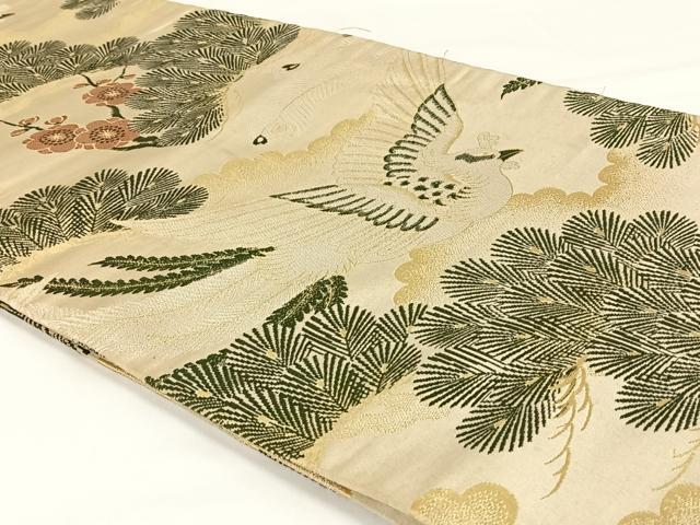 平和屋着物◎アンティーク　大正ロマン　丸帯　引き抜き帯　花鳥文　正絹　逸品　AABM3429dk