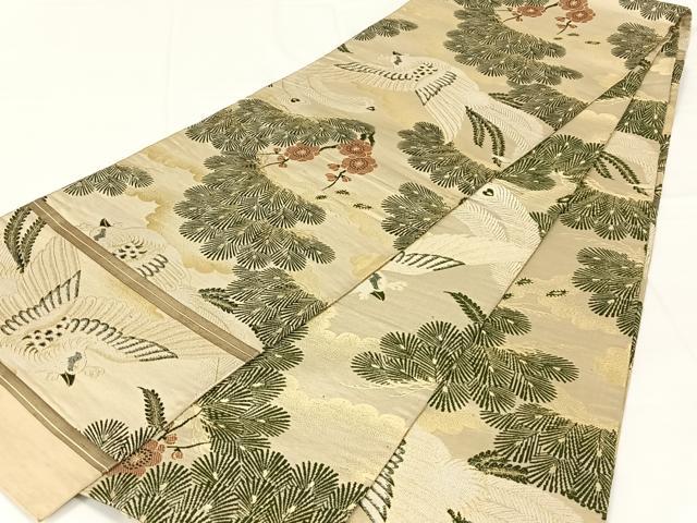 平和屋着物◎アンティーク　大正ロマン　丸帯　引き抜き帯　花鳥文　正絹　逸品　AABM3429dk