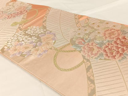 平和屋着物◎六通柄袋帯　唐織　花丸文　金銀糸　正絹　逸品　AABM3438dk